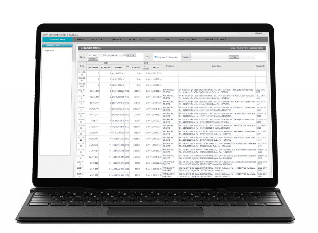 Built in ledger for accounting